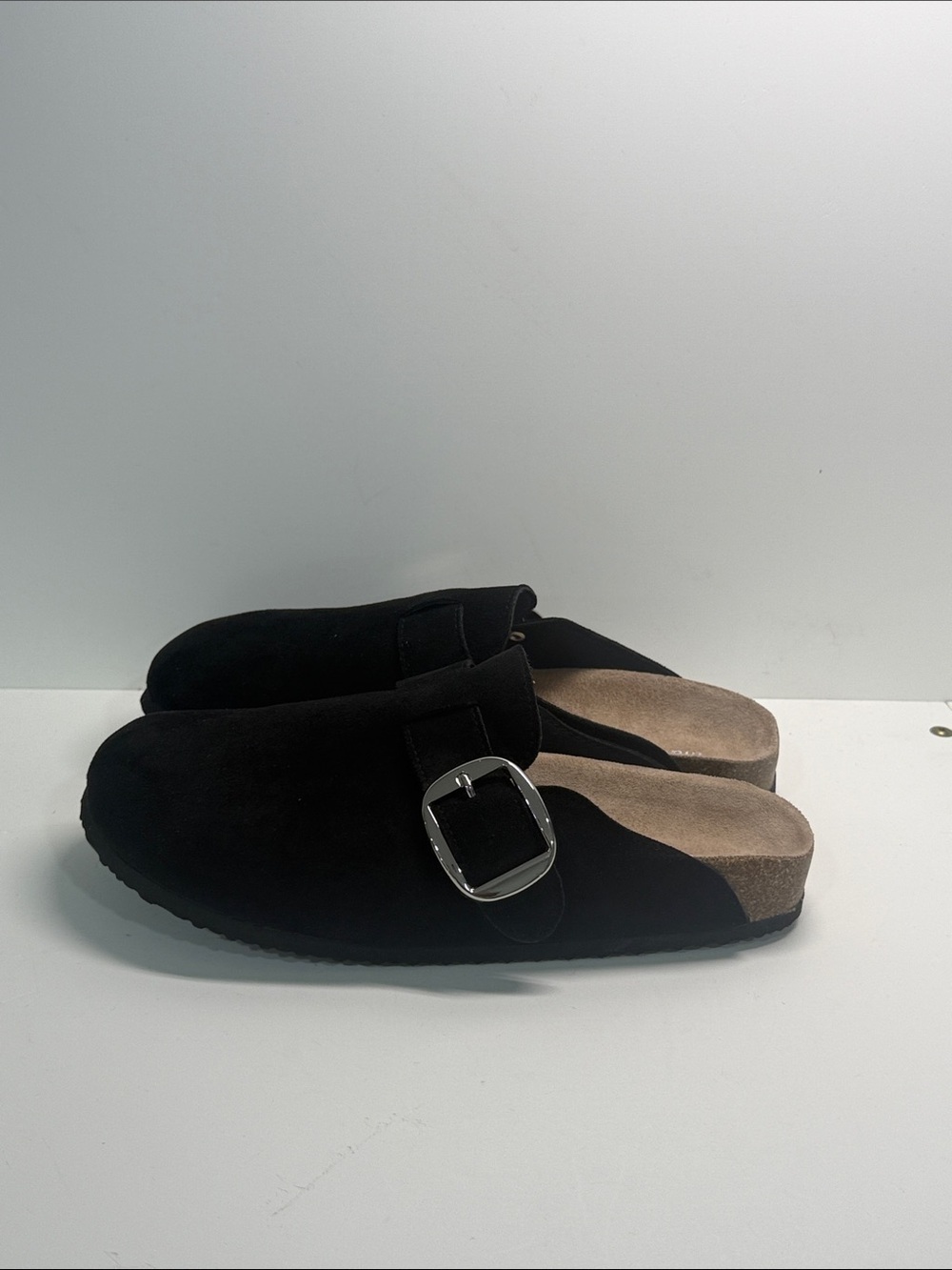 Madden Girl Black Suede Slip-On Buckle Clog. Size 10 woman
